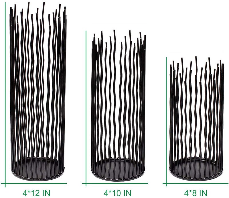 GiveU Set of 3 Metal Iron Candle Holder, Black Candlestick Modern Table Centerpiece for Indoor & Outdoor Decor, Dining Room, Home Decoration - Image 2